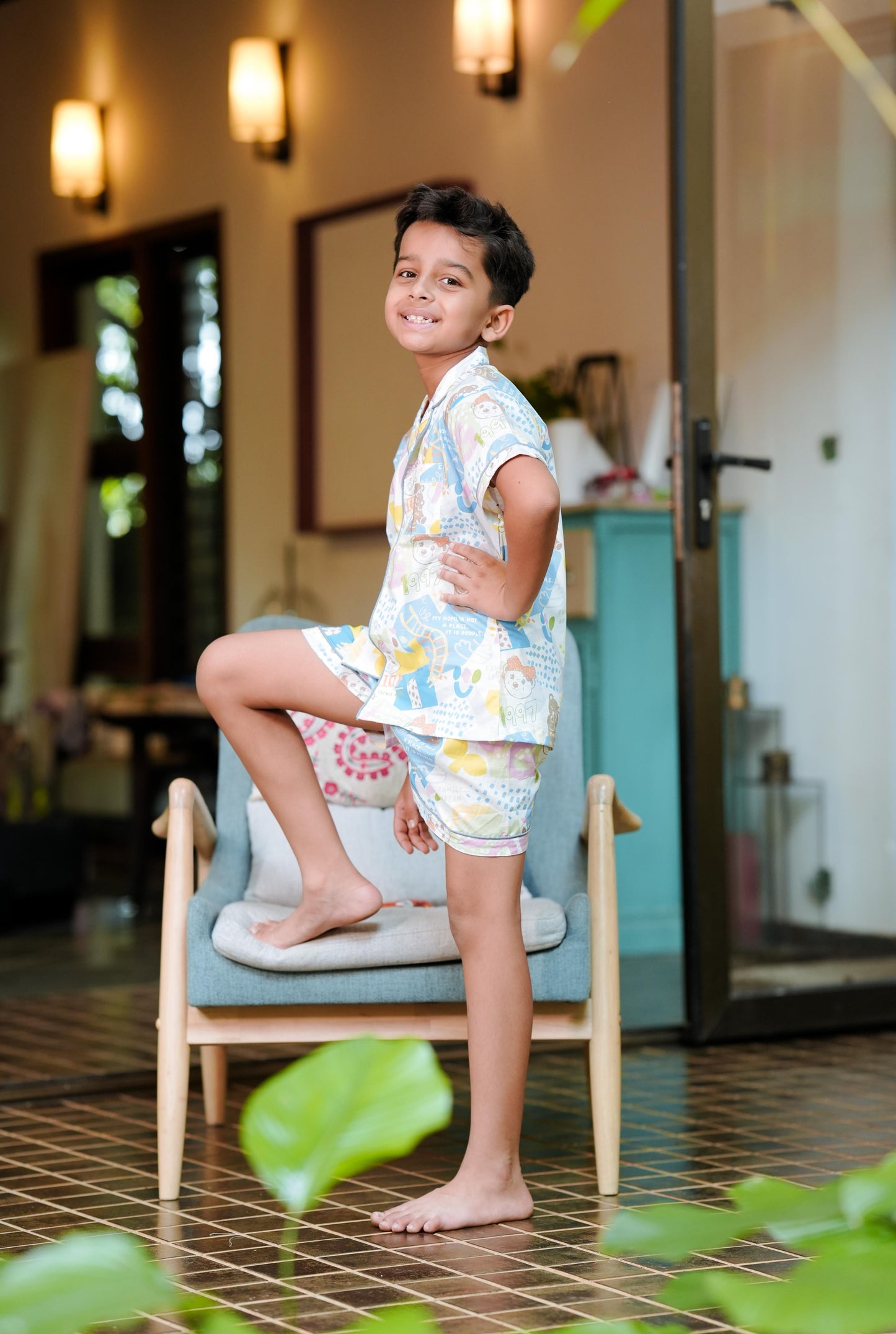 Pastel Teddy Fun PJ Set (Short Sleeve) 🧸☀️