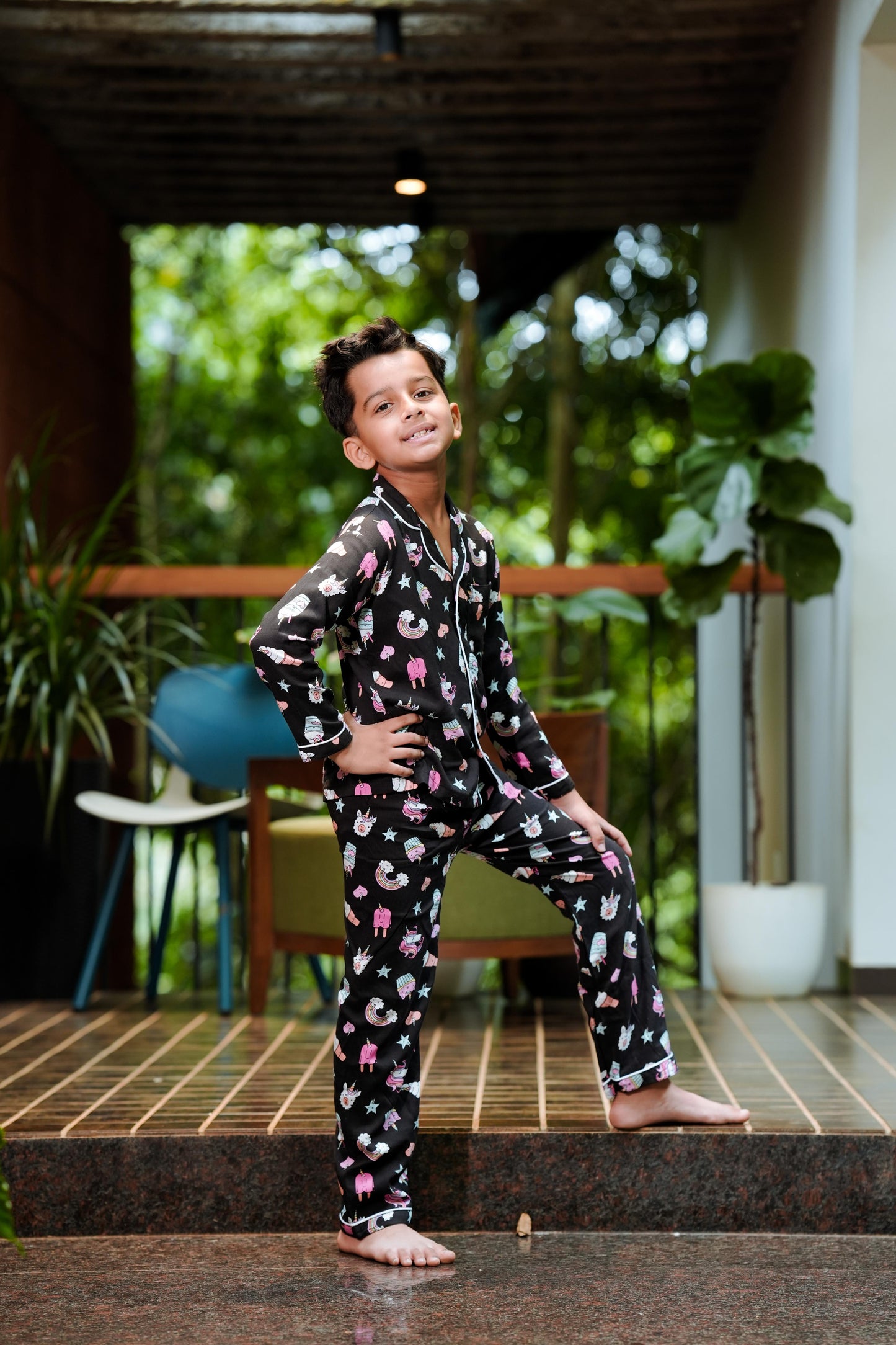 Magical Unicorn Dreams Black Pajama Set