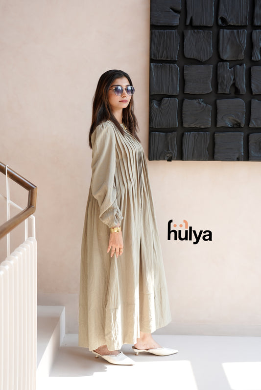 Beige Cotlinen Modeline Long Top