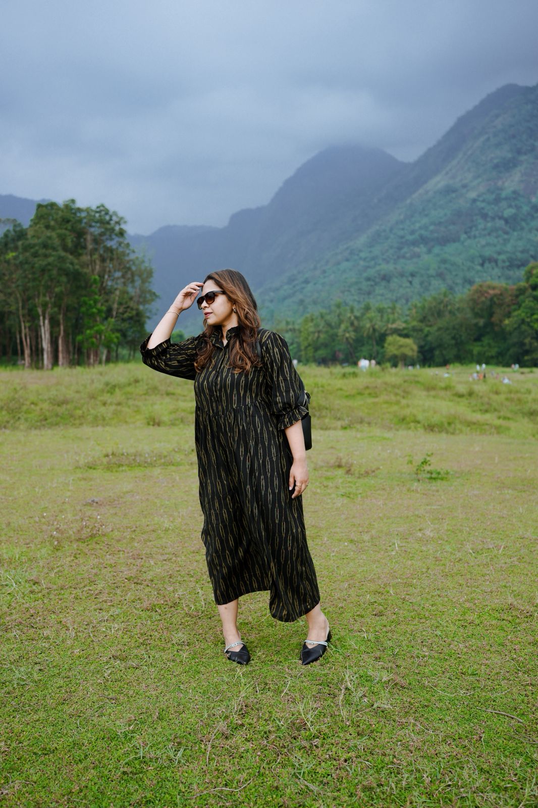 Midnight Ikat Flair Dress