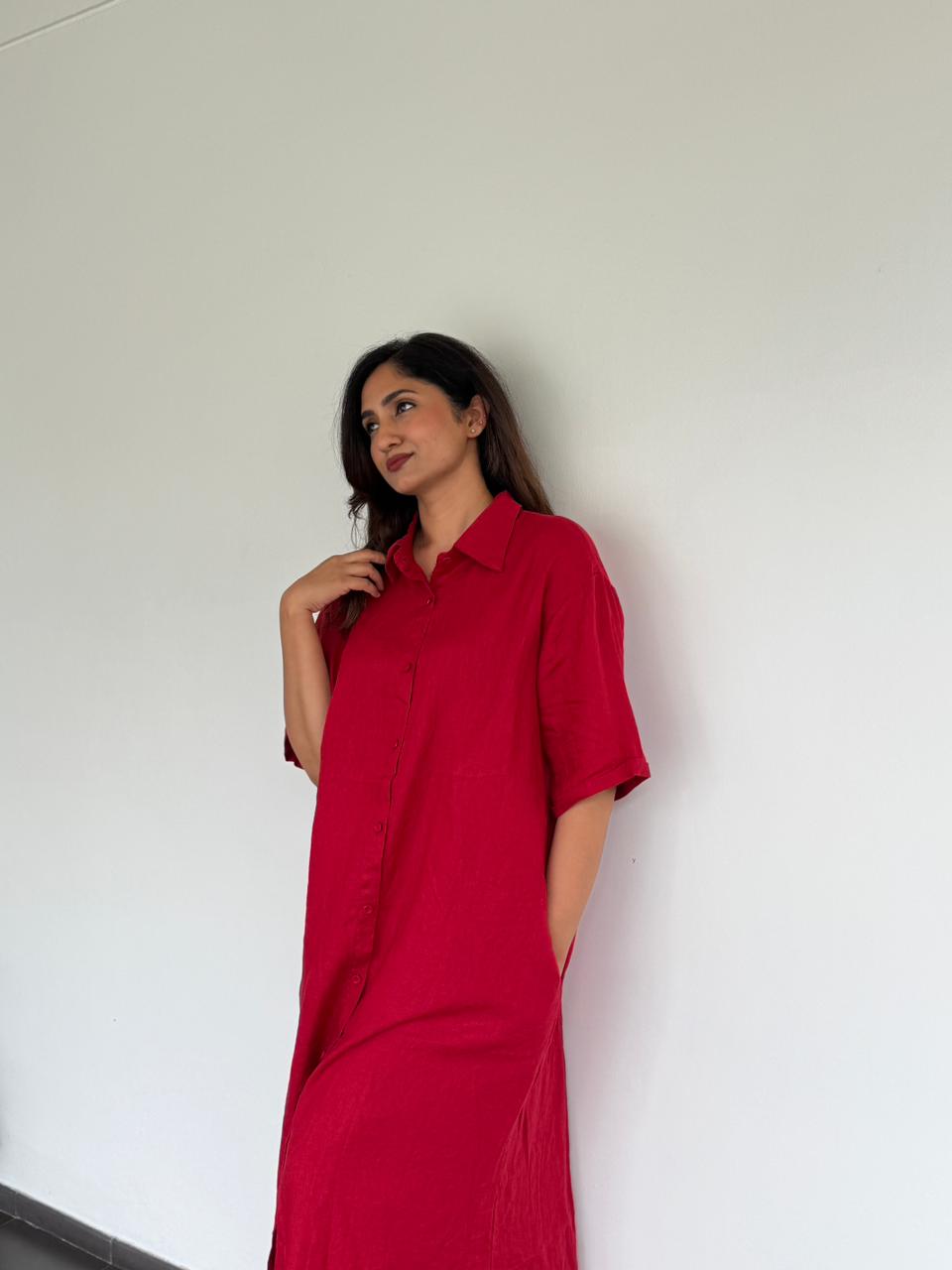 Red Aura Linen Shirt