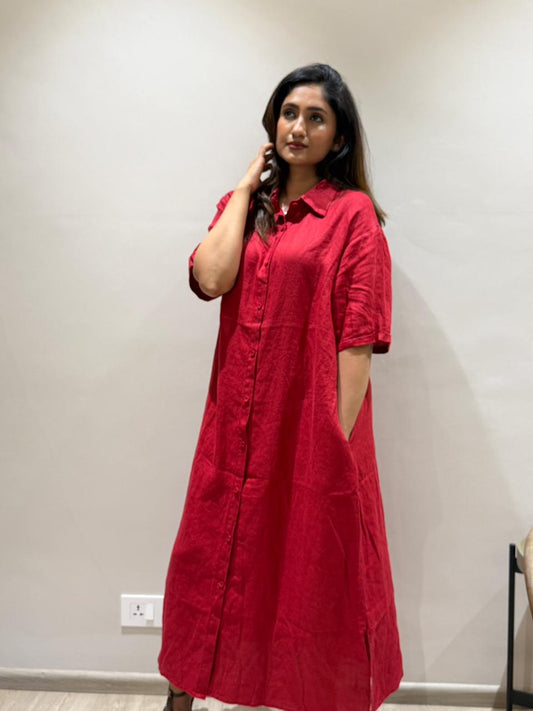 Red Aura Linen Shirt