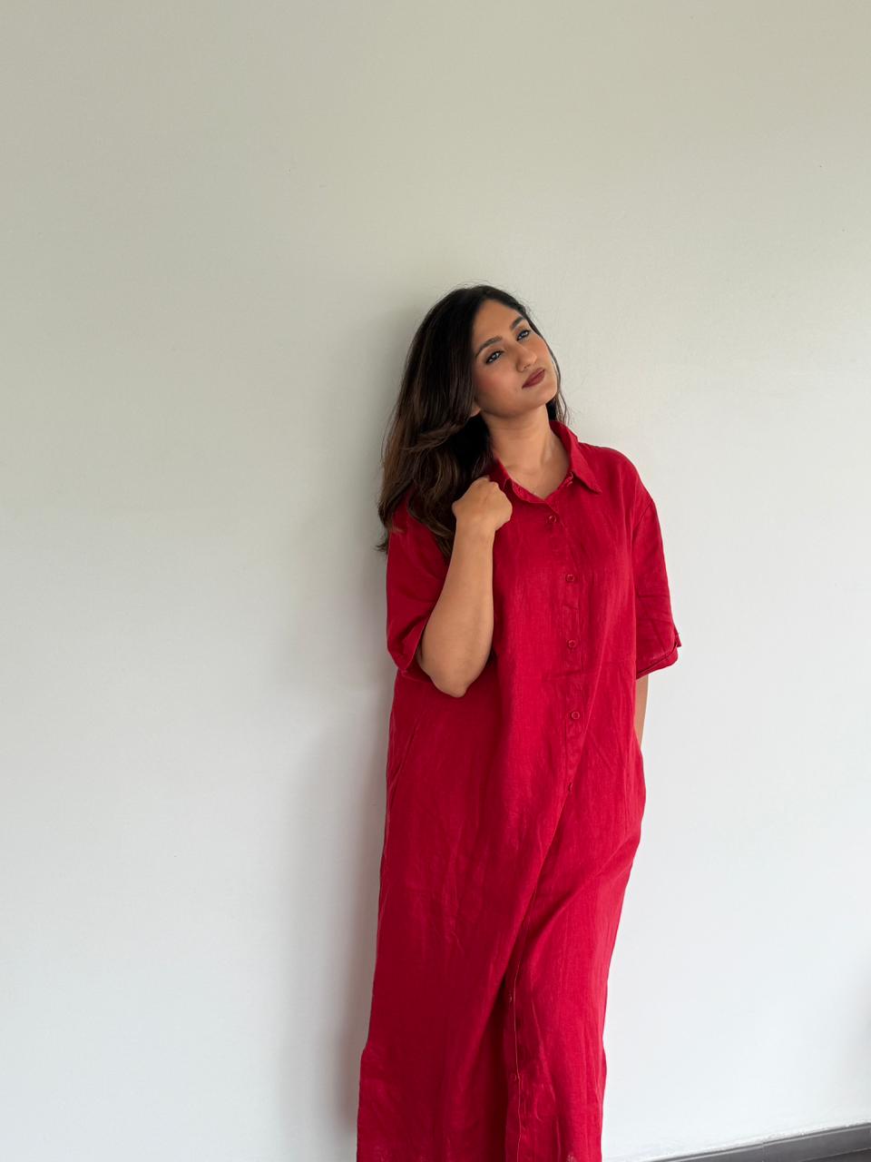 Red Aura Linen Shirt