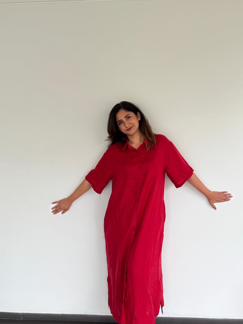 Red Aura Linen Shirt