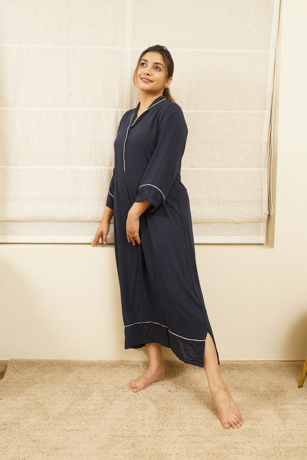 Cherrie Navy Blue Long PJ gown