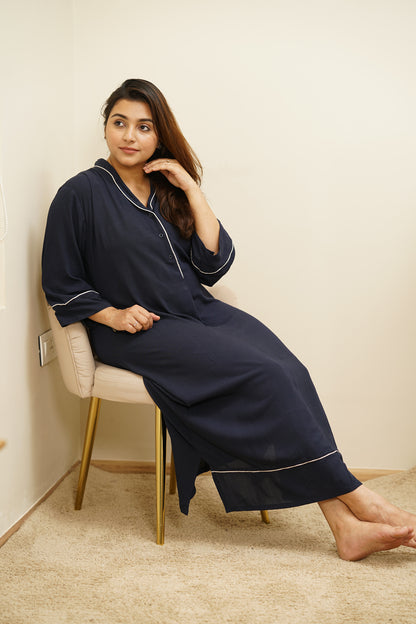 Cherrie Navy Blue Long PJ gown