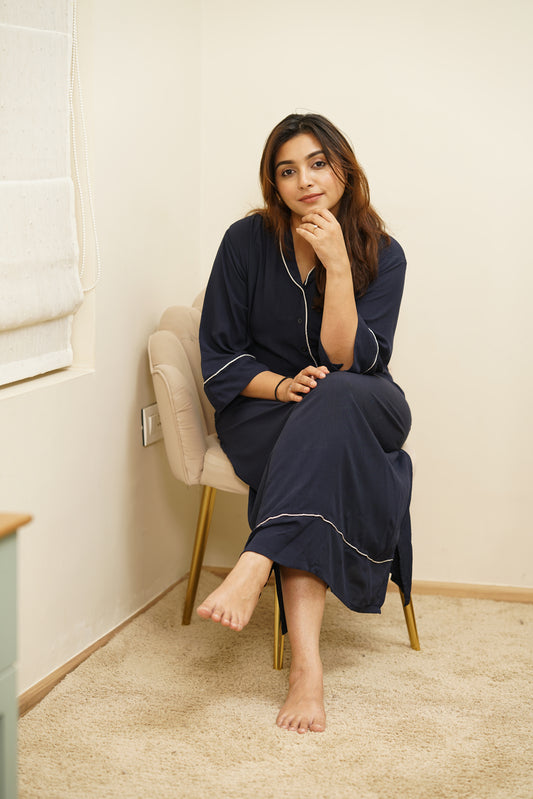 Cherrie Navy Blue Long PJ gown