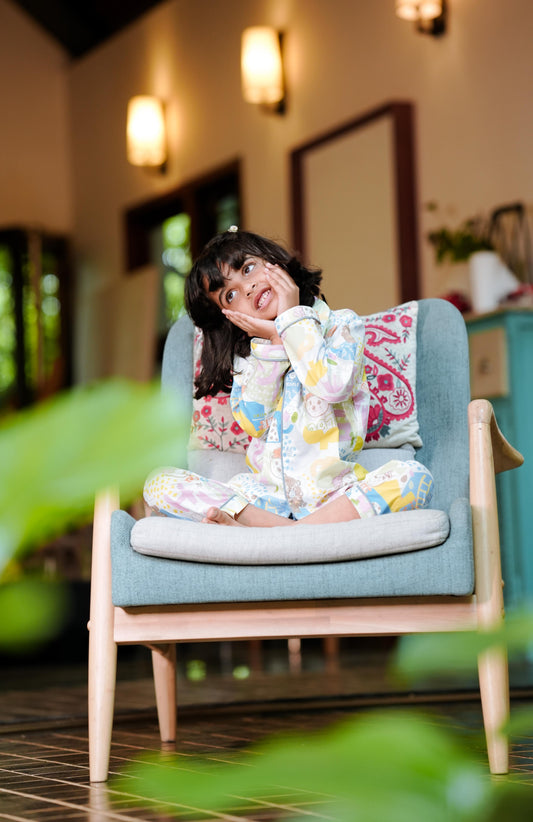 Pastel Teddy Fun PJ Set (Full Sleeve) 🧸🌈