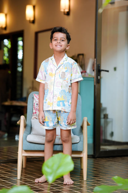 Pastel Teddy Fun PJ Set (Short Sleeve) 🧸☀️
