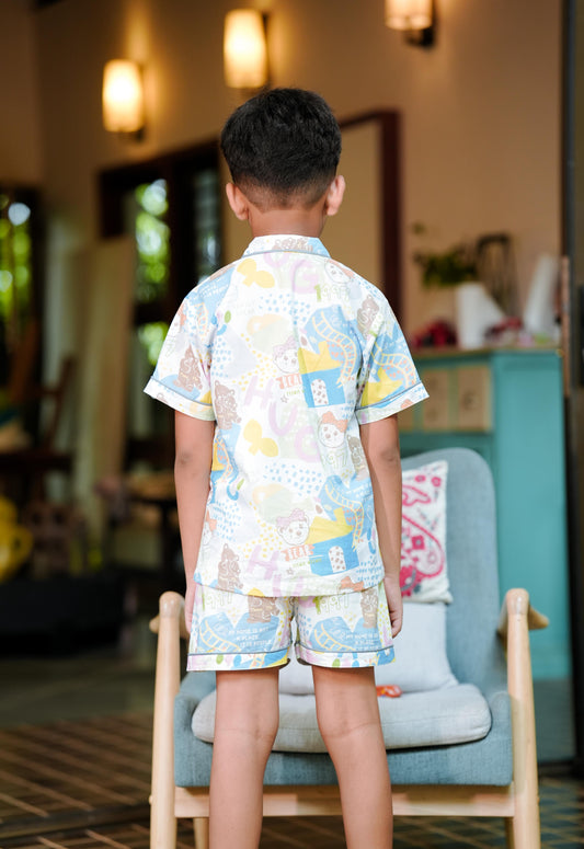 Pastel Teddy Fun PJ Set (Short Sleeve) 🧸☀️