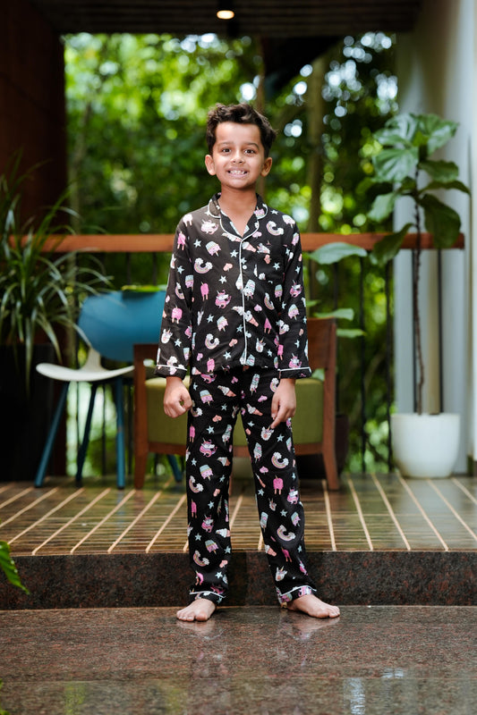 Magical Unicorn Dreams Black Pajama Set