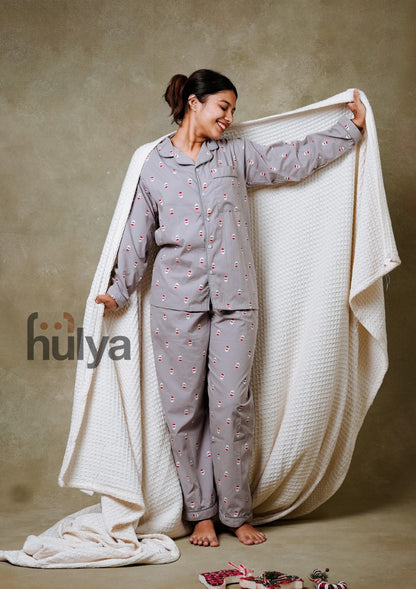 Hulya GREY XMAS PRINTED Pyjama Set for Adults