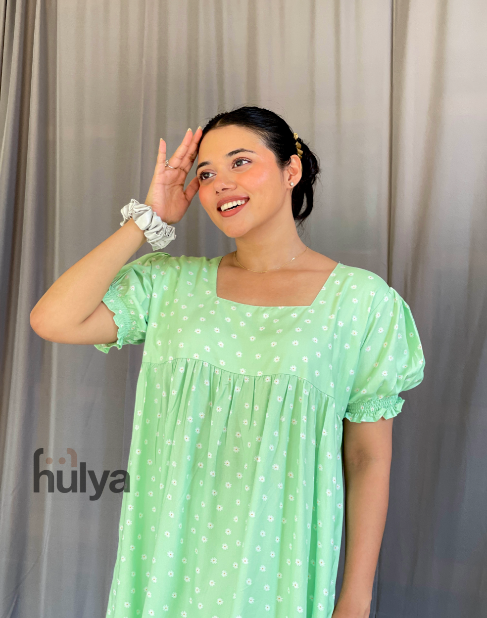 Mint Green Korean inspired Cozy Gown_ Bertha collar