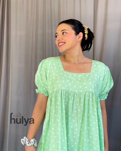 Mint Green Korean inspired Cozy Gown_ Bertha collar