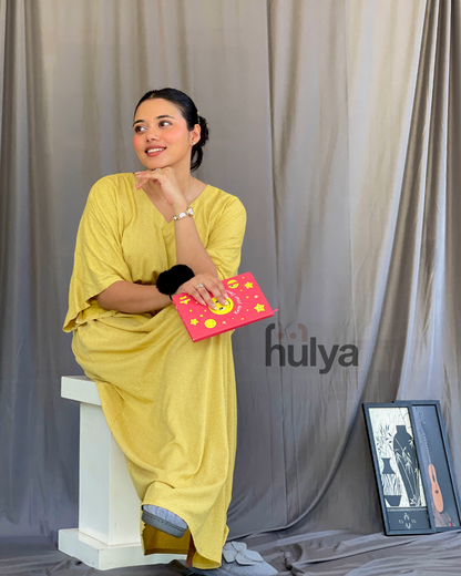 Yellow Polka Cozy Kaftan lounger_home wear