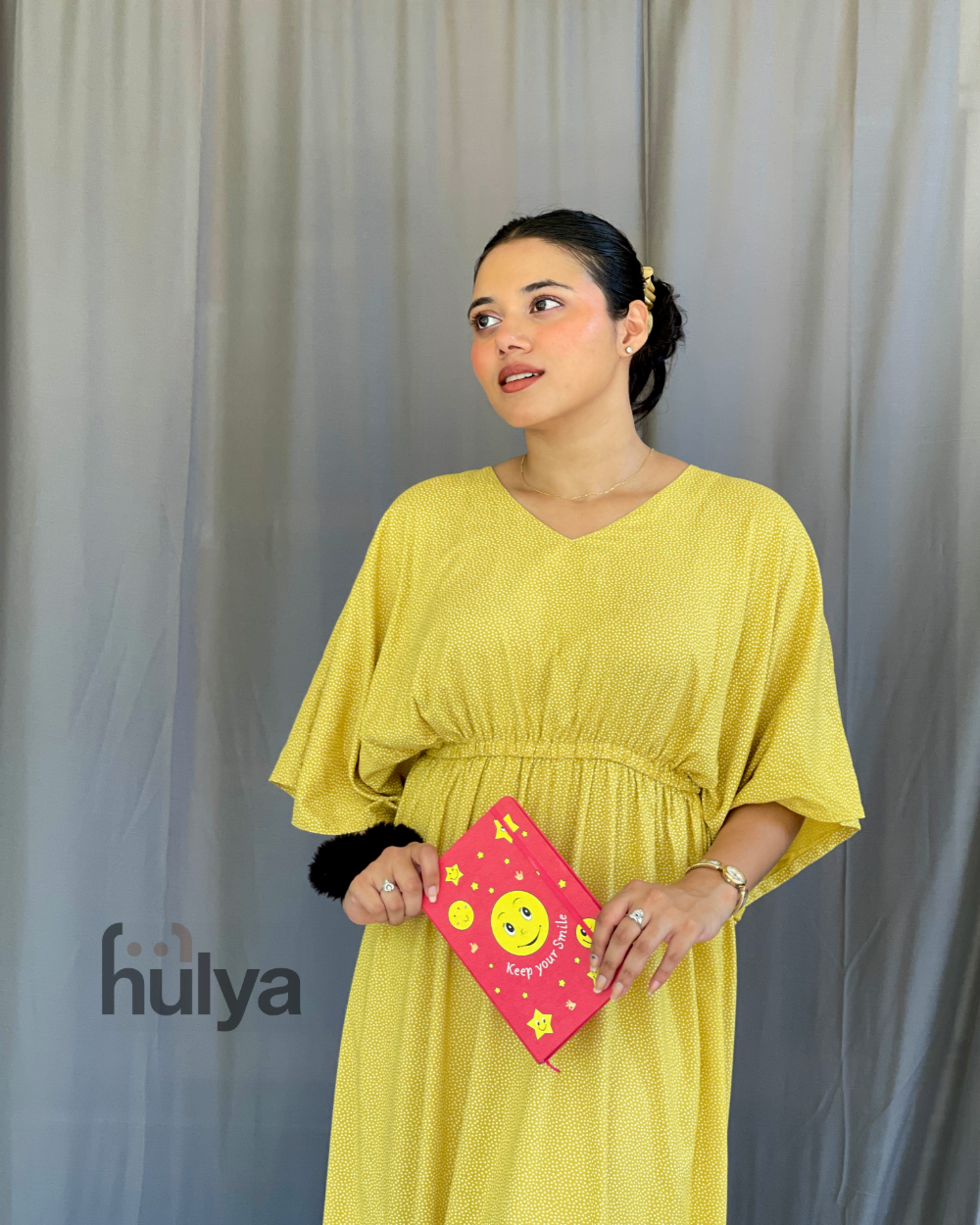 Yellow Polka Cozy Kaftan lounger_home wear