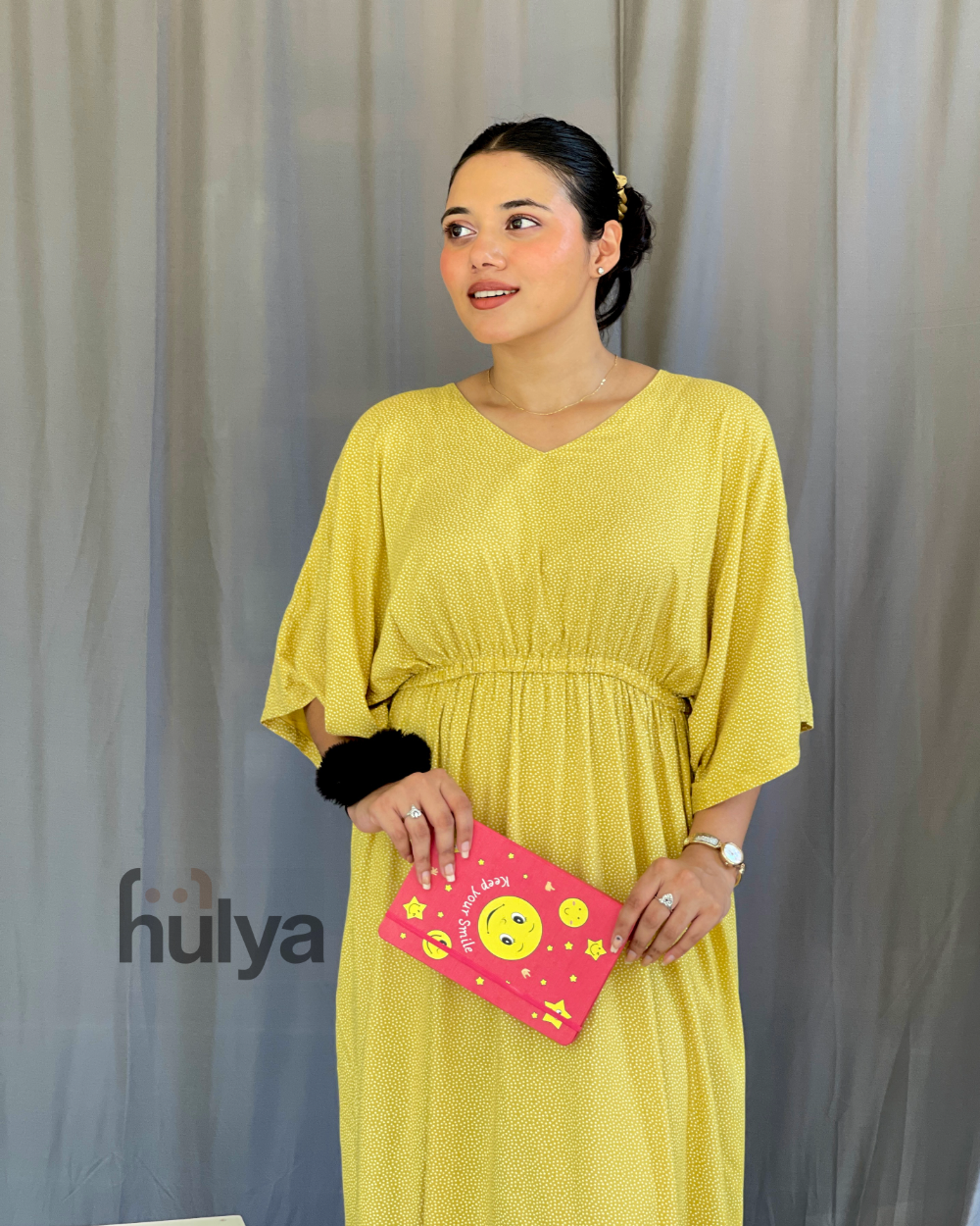 Yellow Polka Cozy Kaftan lounger_home wear