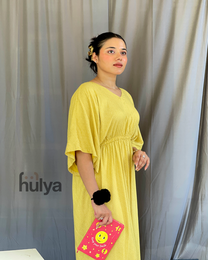 Yellow Polka Cozy Kaftan lounger_home wear