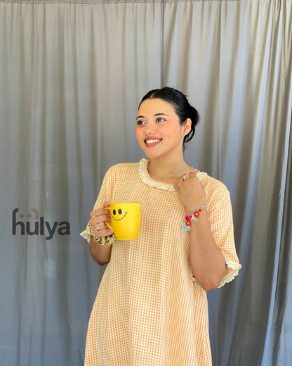 Korean inspired Cozy Gown_Petter Pan Collar Yellow Chinghaam