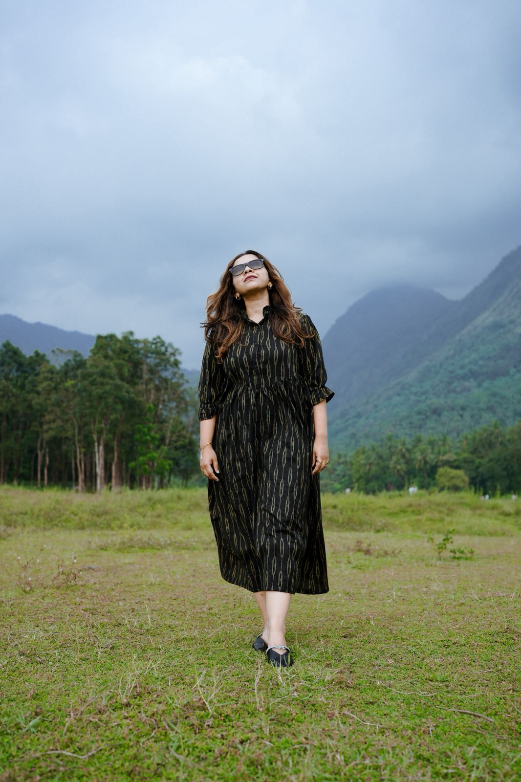 Midnight Ikat Flair Dress