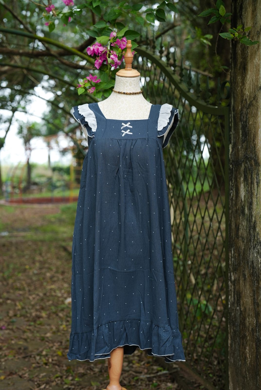 Luxe Navy Ruffle Night Dress