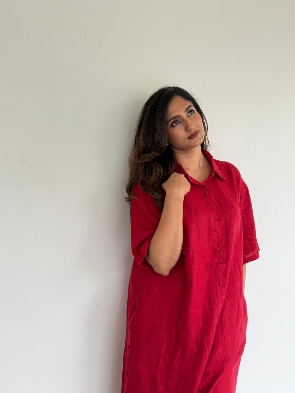 Red Aura Linen Shirt