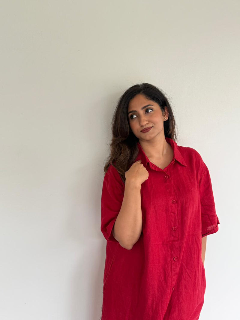 Red Aura Linen Shirt