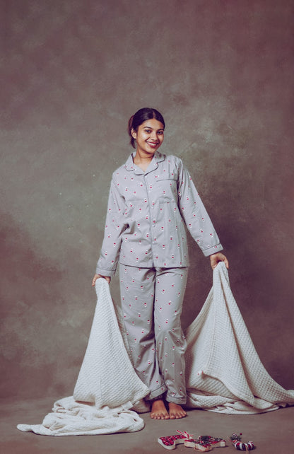 Hulya GREY XMAS PRINTED Pyjama Set for Adults